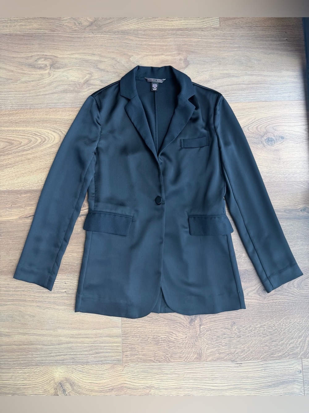 Victoria’s Secret | Black Satin Blazer XS Single Button Tailored Jacket